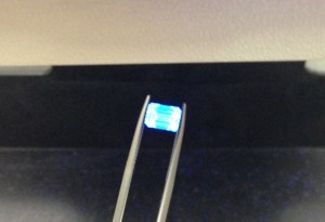 This is currently lit with a short wave UV lamp - pretty blue!